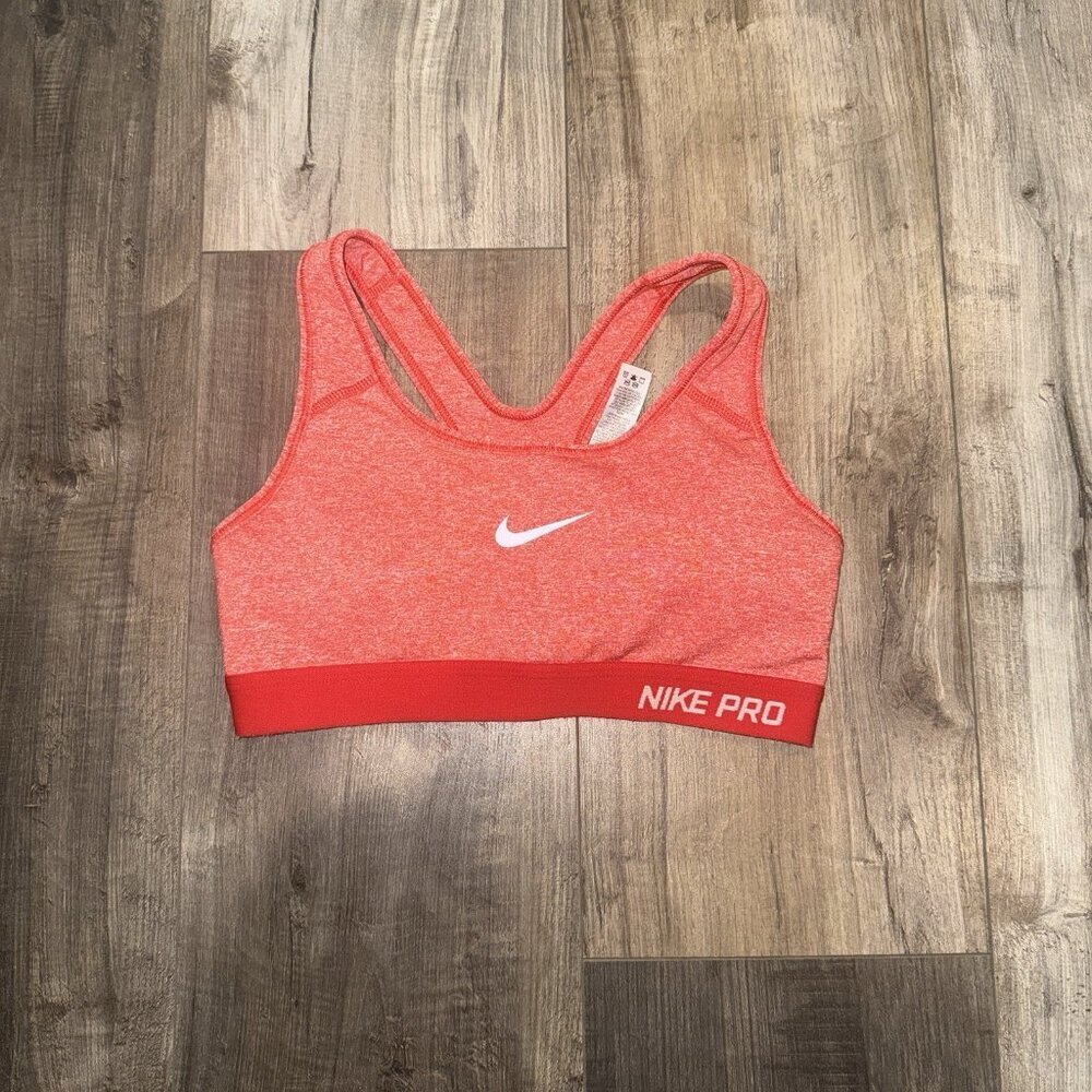 Nike Pro Dri-Fit Racer Back Women's Sports Bra‎ - Red Heather - Size XS